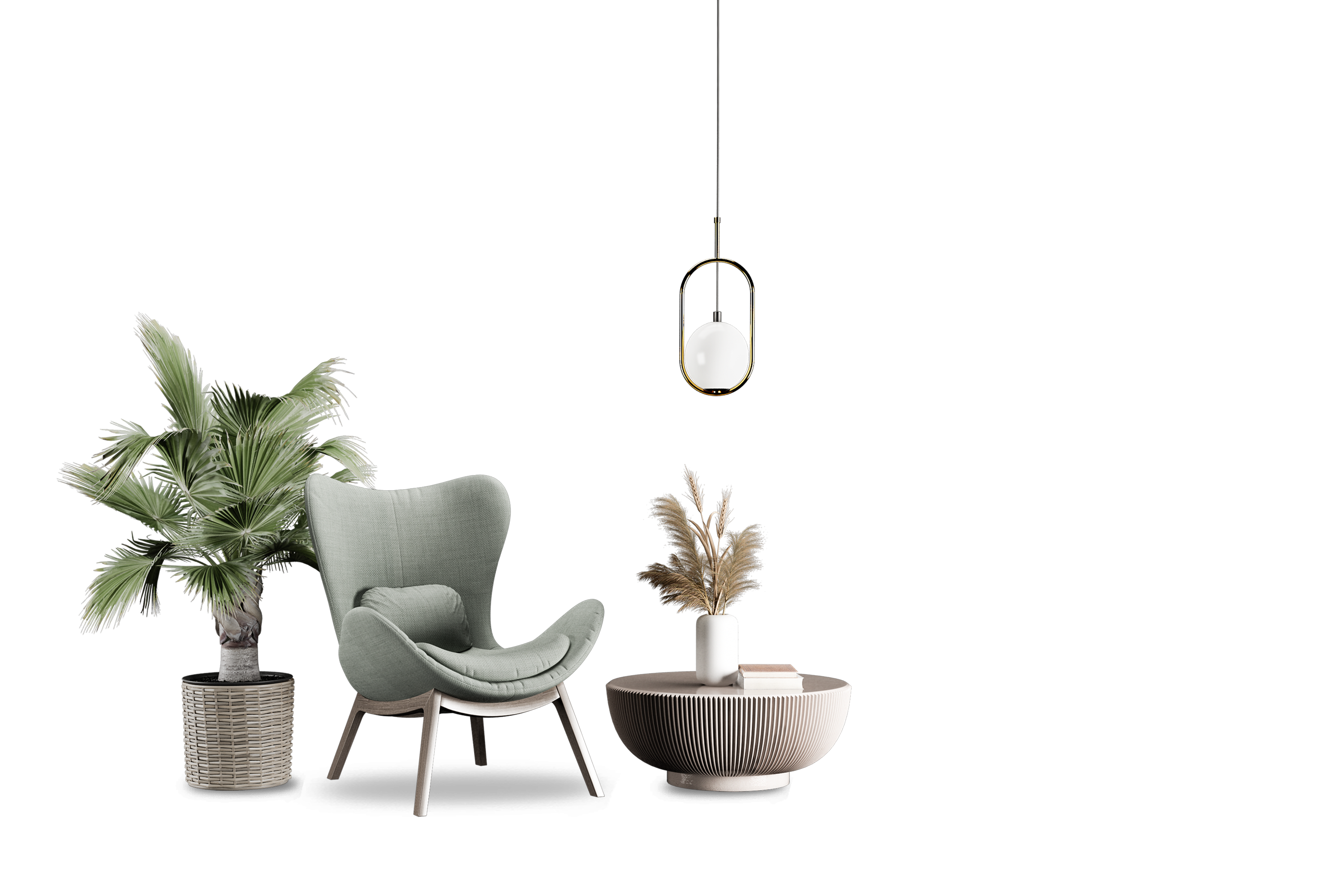 Sculptural interior furniture composition